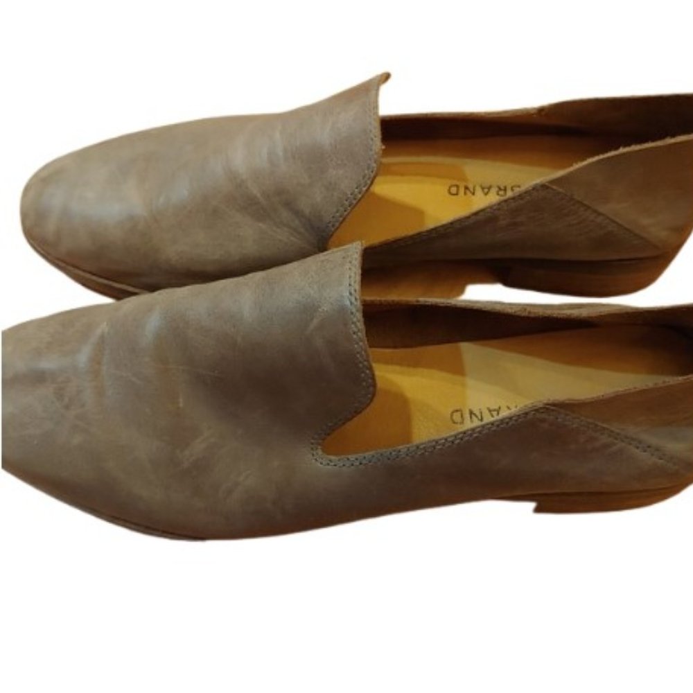Lucky Brand Cahill Leather Open Grey Slip On Shoes - Picture 2 of 7